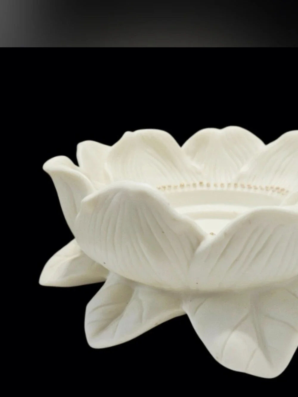 Vtg PartyLite Ivory Bisque Porcelain Magnolia Lotus Blossom Pillar Candle Holder